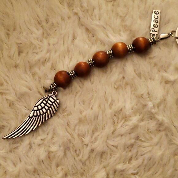 Handmade Wood Beaded Keychain - Picture 2 of 2